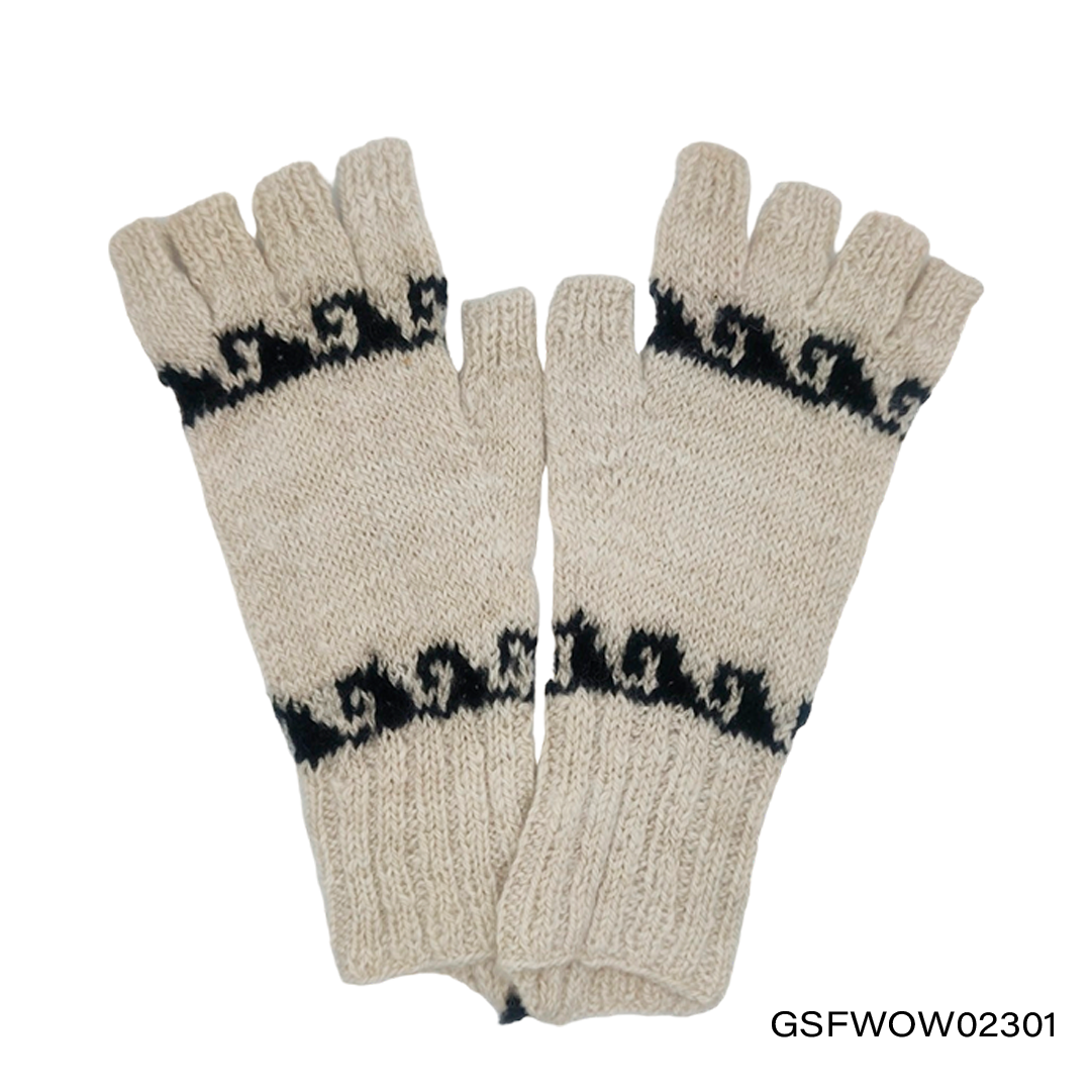 Gloves Short Fingers with Ocean Waves