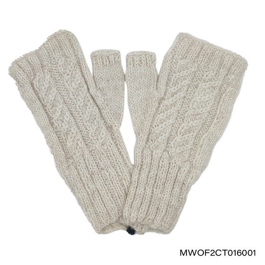 Mittens fingerless W Two Cables twisted