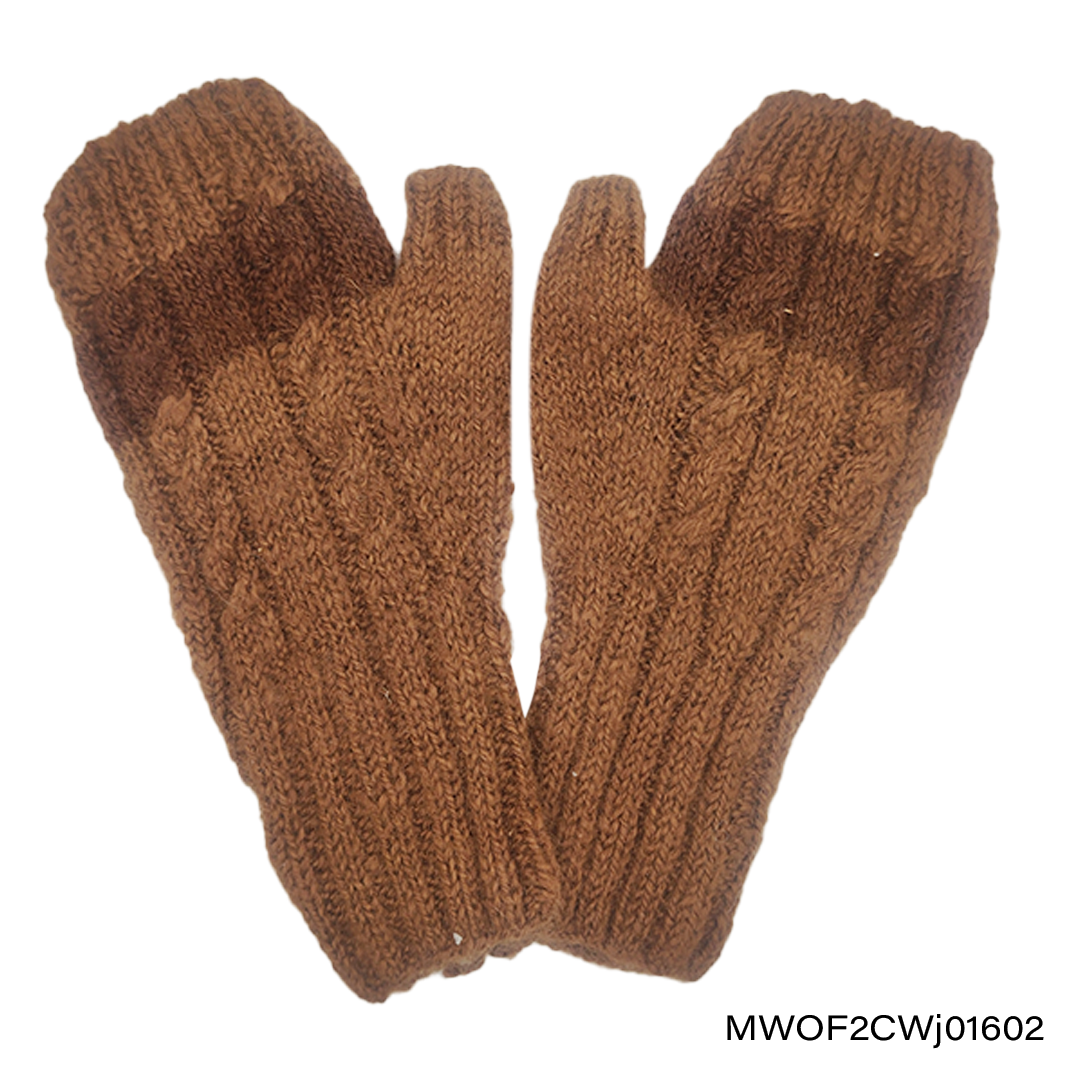 Mittens fingerless W One Cables W Jersey