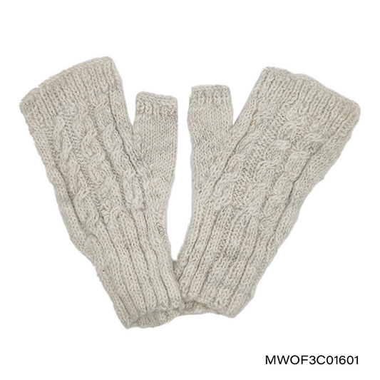 Mittens fingerless W Three Cables
