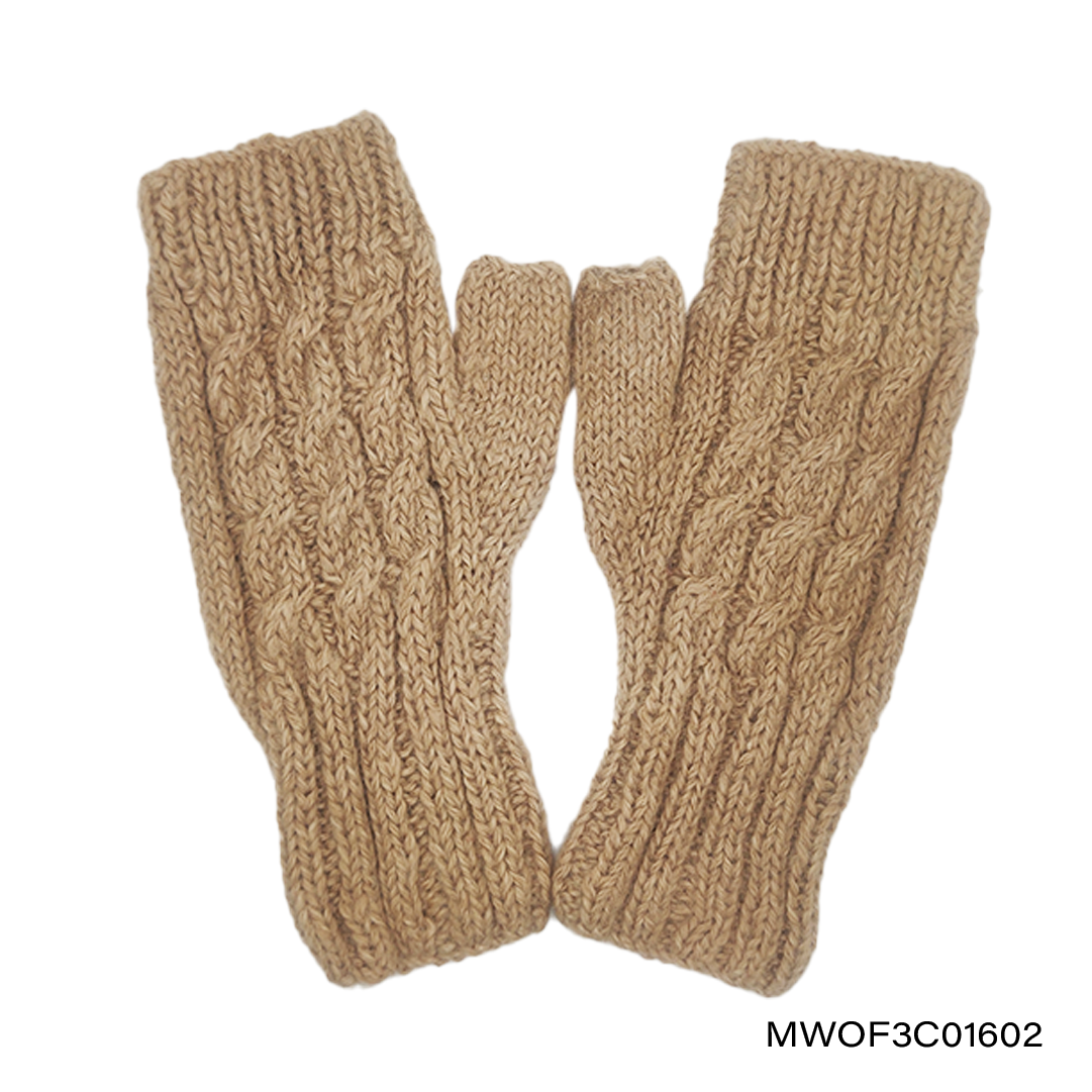 Mittens fingerless W Three Mini Cables