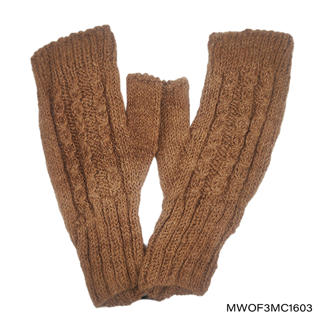 Mittens fingerless W Three Mini Cables