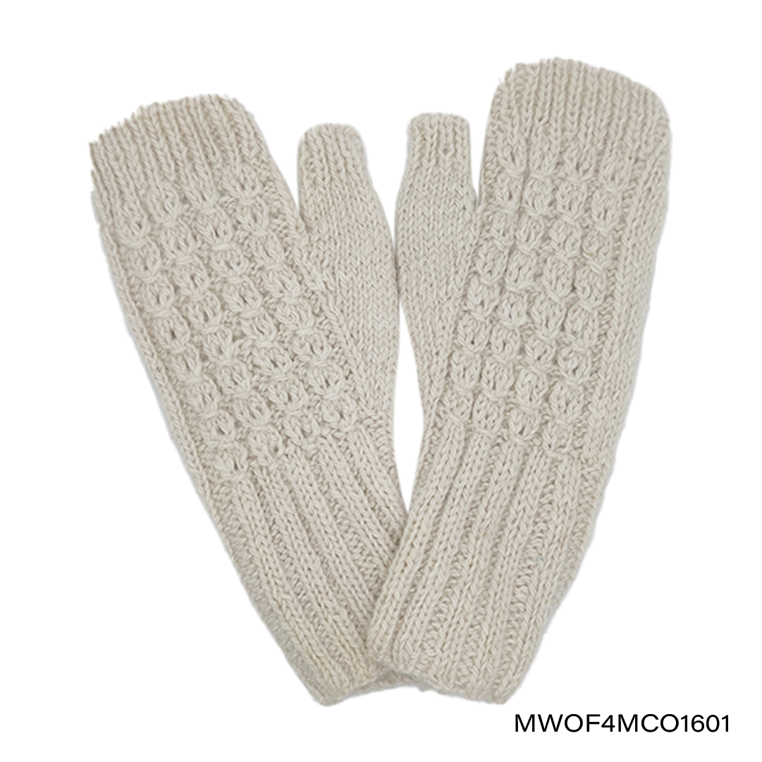 Mittens fingerless W Four Mini Cables